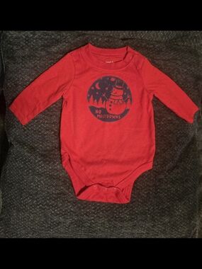 Garanimals Red Baby Bodysuit with Navy Snowman Graphic